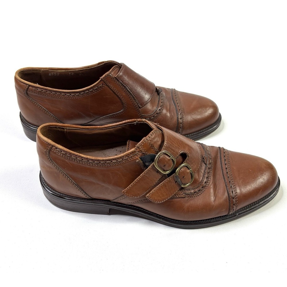 Cable & Co Shoes Mens 8.5 Double Monk Strap Loafers Dress Brown Leather Italy